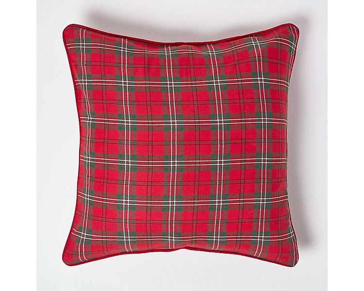 Homescapes Kissenhülle Roter Schottenmuster-Kissenbezug Edward, 60 x 60 cm günstig online kaufen