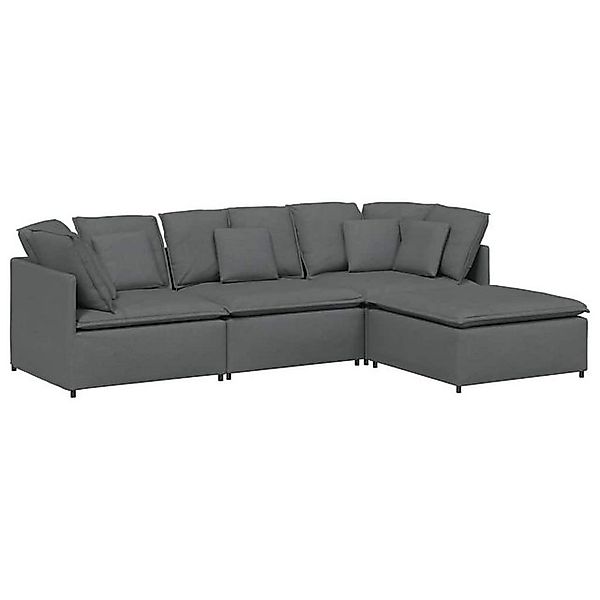 vidaXL Sofa Modulares Sofa mit Fußhocker Kissen Stoff Dunkelgrau günstig online kaufen