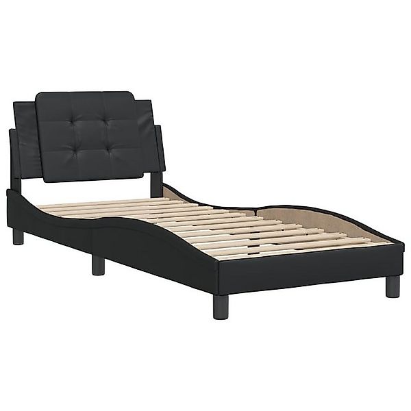 vidaXL Bett Bettgestell mit Kopfteil Schwarz 100x200 cm Kunstleder günstig online kaufen