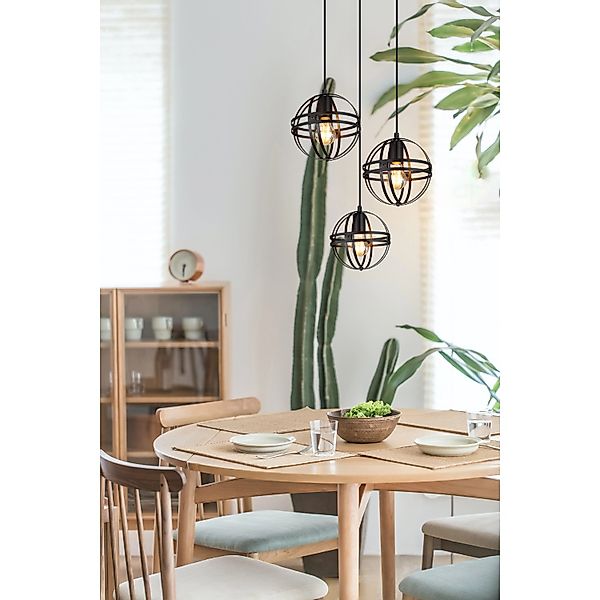Globo Pendelleuchte 3-flammig Schwarz matt 470 x 1200 mm günstig online kaufen