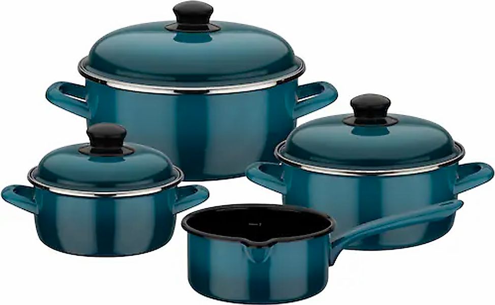 GSW Topf-Set »Blue Shadow«, Emaille, (Set, 7 tlg., je 1 Kochtopf 16/20/24 c günstig online kaufen