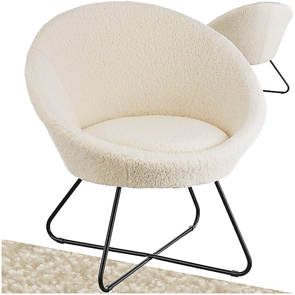 tectake Relaxsessel Cocktailsessel, gepolstert, mit Bouclé- günstig online kaufen