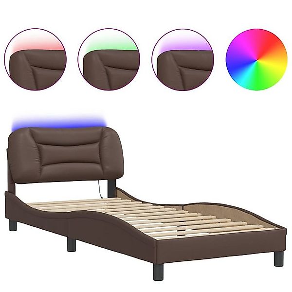 vidaXL Bett Bettgestell mit LED ohne Matratze "Hvar" Braun 80x200 cm Kunstl günstig online kaufen