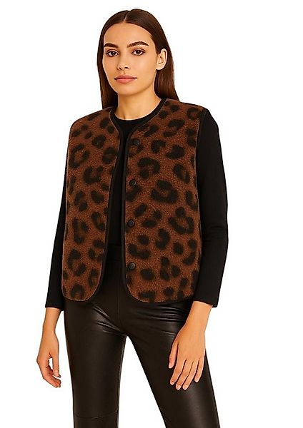 Worldclassca Fellimitatweste Worldclassca Teddy Weste Warm Kuschelig Leopar günstig online kaufen