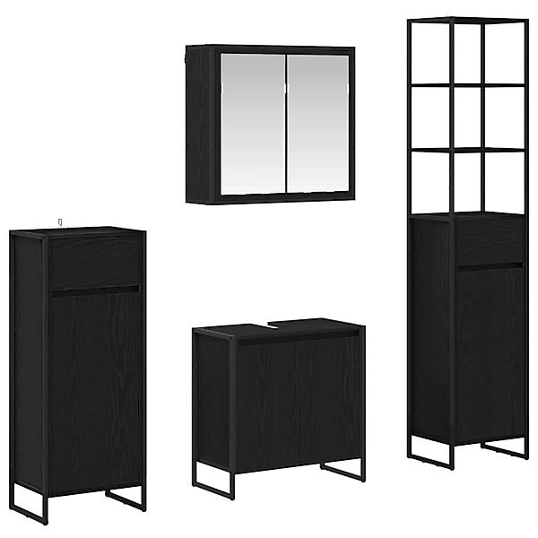 vidaXL Badezimmermöbel-Set mit Tür Schwarz Eichen-Optik Holzwerkstoff 34030 günstig online kaufen