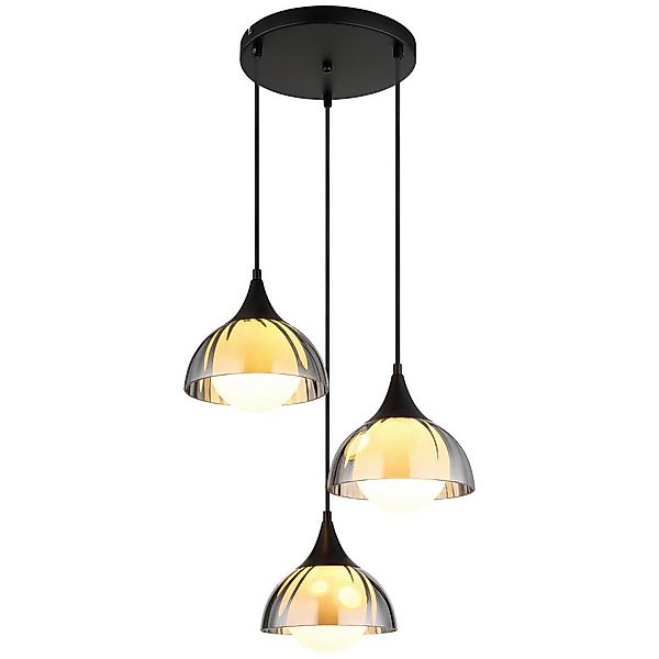 GLOBO Pendelleuchte EVA 30209308 schwarz Rauch Opal Textil Glas Metall H/D: günstig online kaufen