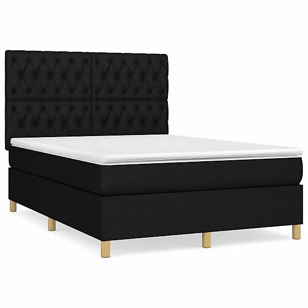 vidaXL Boxspringbett mit Matratze Schwarz 140x200 cm Stoff1347713 günstig online kaufen