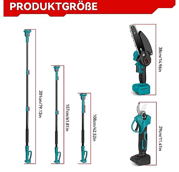 ONEVAN Akku-Hochentaster 4-in-1 Elektro Astsäge Teleskop Satz, Elektro Kett günstig online kaufen