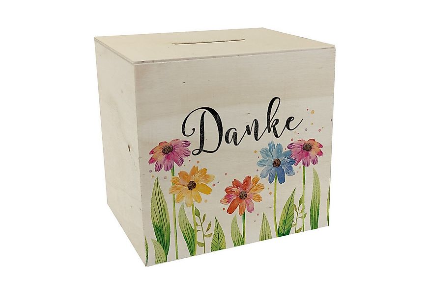 speecheese Spardose Blumen Spardose aus Holz mit Spruch Danke günstig online kaufen