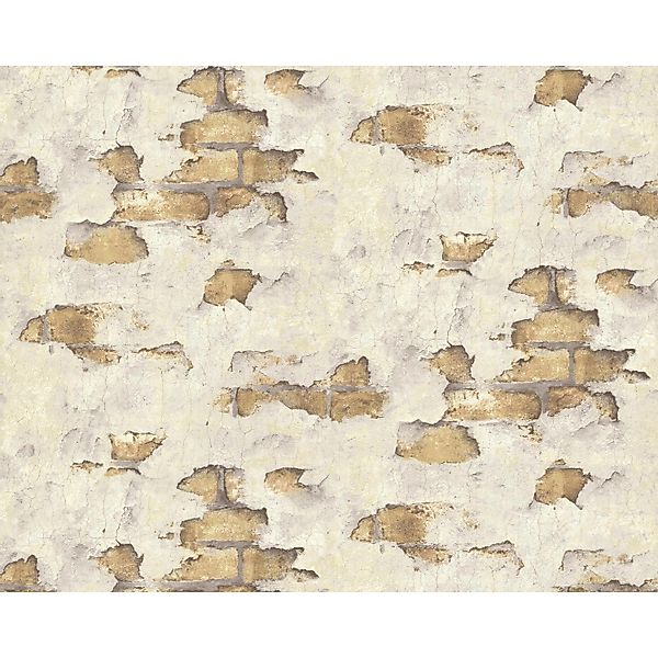 EDEM 819DN53 Stein Kacheln Tapete Spachteloptik Matt Creme ocker-Gelb 1,06 günstig online kaufen