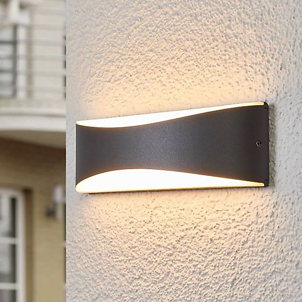 Lucande LED-Außenwandleuchte Akira, anthrazit, Metall, 23cm günstig online kaufen