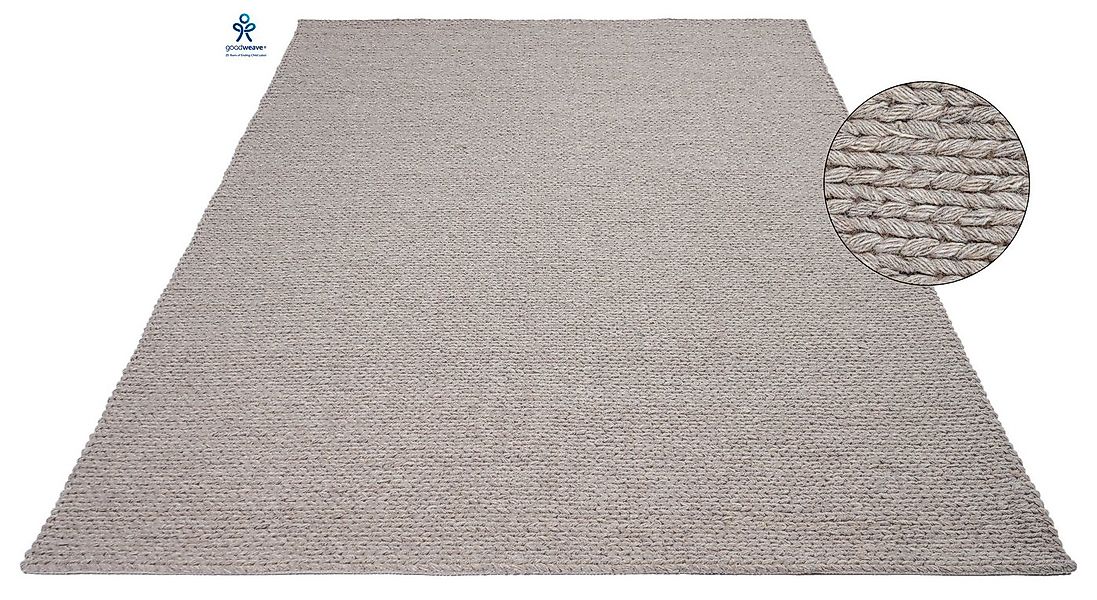 my home Wollteppich Tonem, handgewebt, 100% Wolle in Strick-Optik, rechteck günstig online kaufen