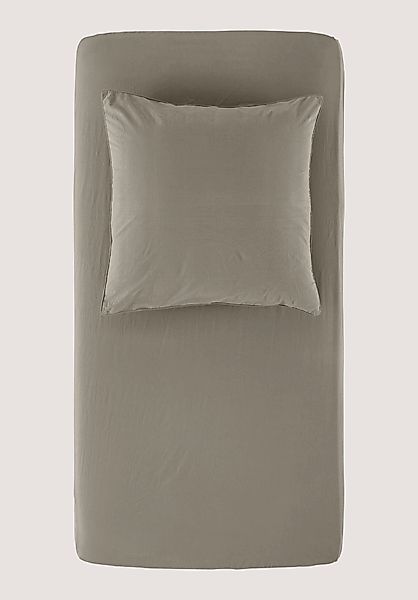 hessnatur Perkal Spannbettlaken aus Bio-Baumwolle - grün - Größe 140-160x20 günstig online kaufen
