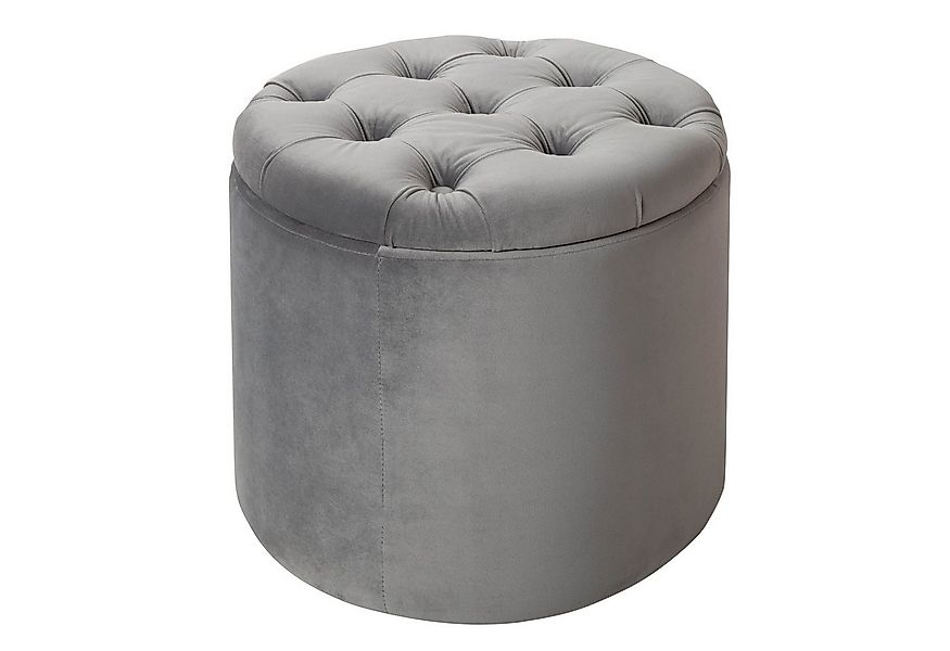 riess-ambiente Hocker MODERN BAROCK 50cm silbergrau, Wohnzimmer · Samt · mi günstig online kaufen