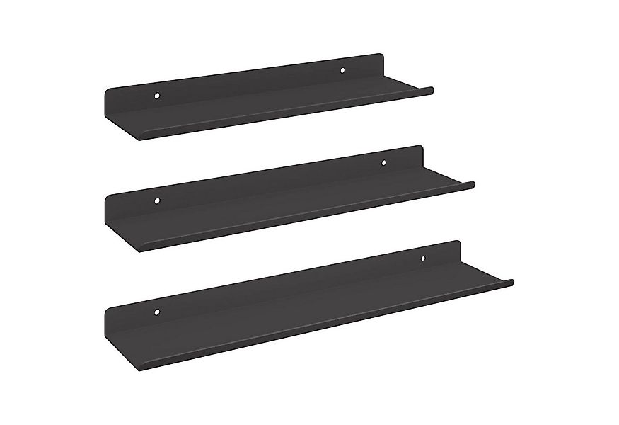 vidaXL Regal Schwebendes Regal 3 pcs Schwarz 40 x 9 x 2,5 cm Stahl, 3-tlg. günstig online kaufen