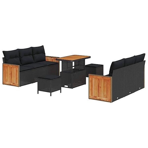 vidaXL Gartensofa-set mit Kissen 11-Tlg Schwarz Poly-Rattan 3365209 günstig online kaufen