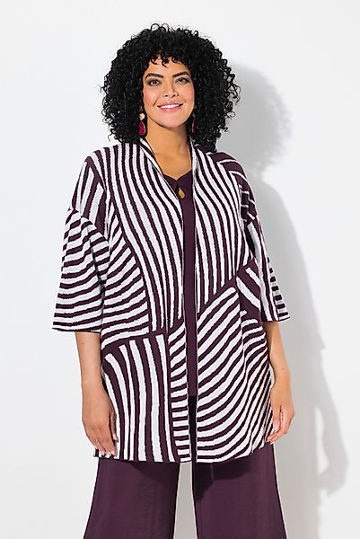 Ulla Popken Strickjacke Strickjacke Jacquard-Feinstrick Stehkragen günstig online kaufen