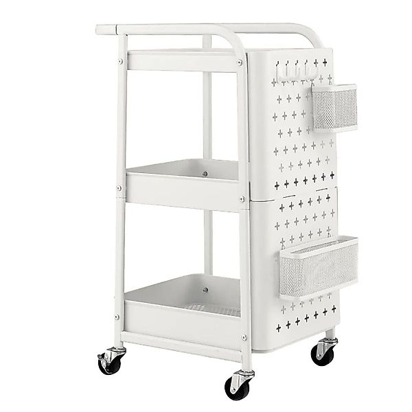 Costway Rollwagen 3 Etagen Metall Mehrzweckwagen Auf Rollen Weiß günstig online kaufen