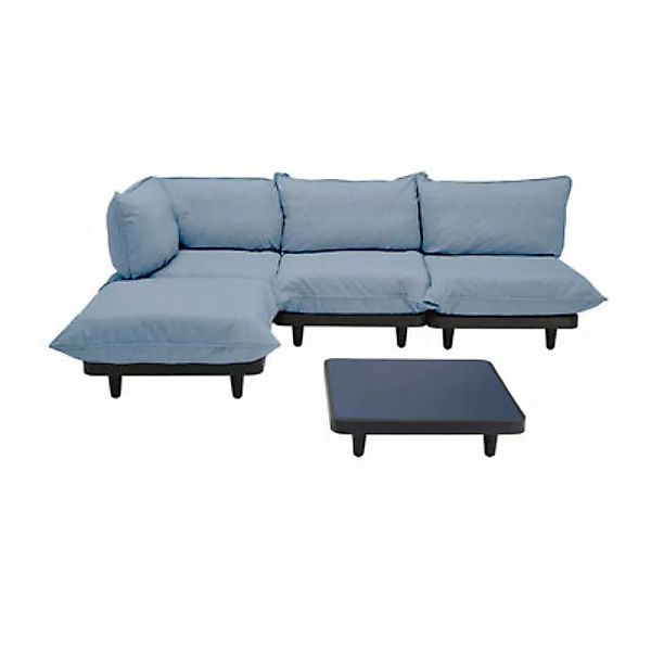 Gartenmöbel Paletti Set Large textil blau / Couchtisch + Sofa B 280 cm (Arm günstig online kaufen