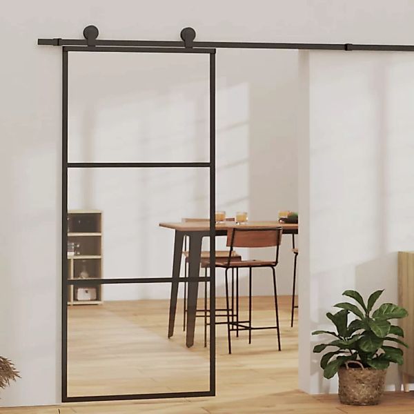 Schiebetür Esg-glas Und Aluminium 90x205 Cm Schwarz günstig online kaufen