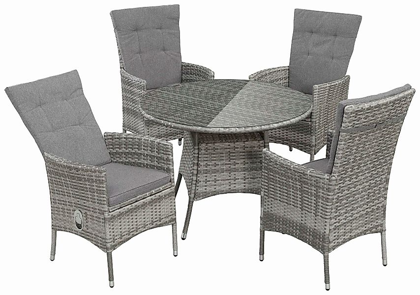 KONIFERA Garten-Essgruppe "Belluno", (9 tlg.), 4 Sessel, Tisch Ø 100 cm, Po günstig online kaufen