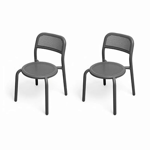 Stapelbarer Stuhl Toní metall schwarz / 2er-Set - Perforiertes Aluminium - günstig online kaufen