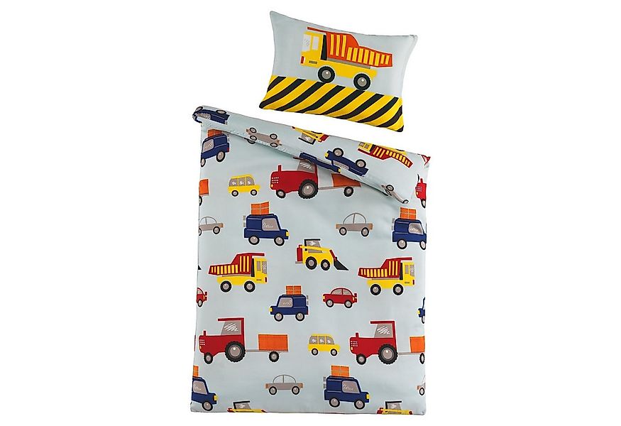 Holiday Heimtex Babybettwäsche BAUSTELLE, 100 x 135 cm, Blau, Gelb Rot, Pol günstig online kaufen