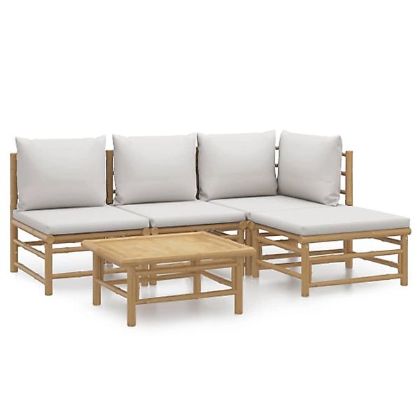 vidaXL Gartenlounge-Set 5-tlg. Garten-Lounge-Set mit Hellgrauen günstig online kaufen