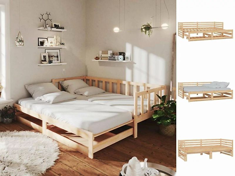 vidaXL Bettgestell Ausziehbares Tagesbett Gästebett 2x90x200 cm Massivholz günstig online kaufen