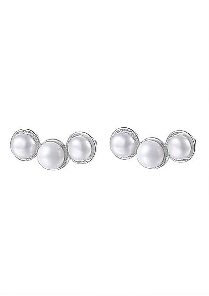Hey Happiness Perlenohrringe Trio Perlen, Silber günstig online kaufen
