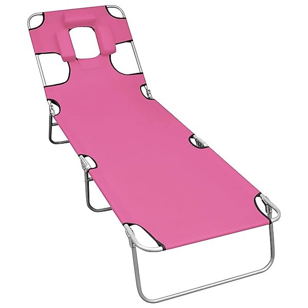 furnicato Klappbare Sonnenliege mit Kopfkissen Stahl Magento Rosa günstig online kaufen