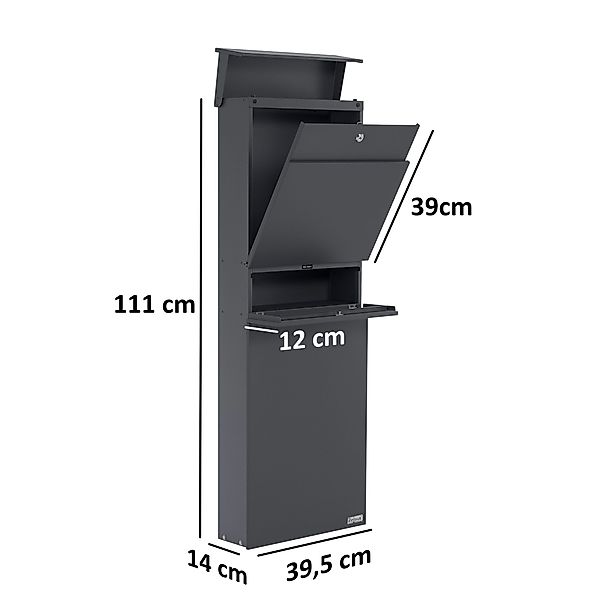 Zelsius Standbriefkasten Briefkasten mit Zeitungsfach, Standbriefkasten günstig online kaufen