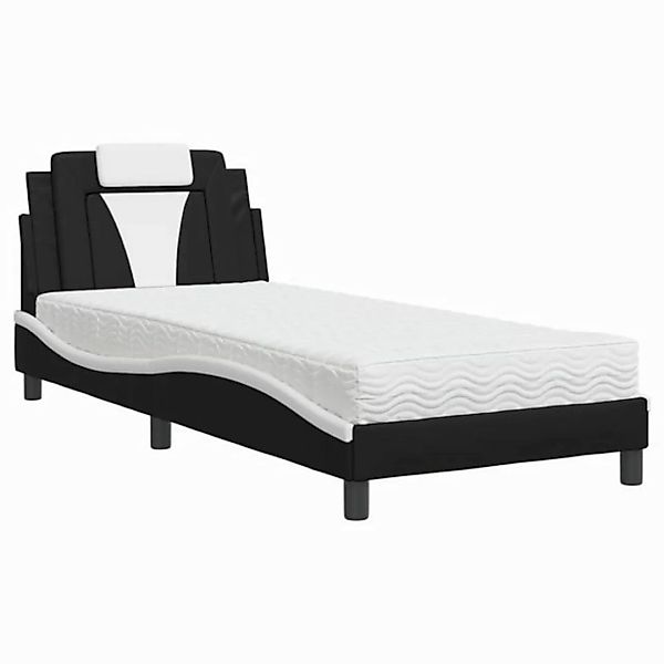 vidaXL Bettgestell, Bett mit Matratze Schwarz und Weiß 80x200 cm Kunstleder günstig online kaufen