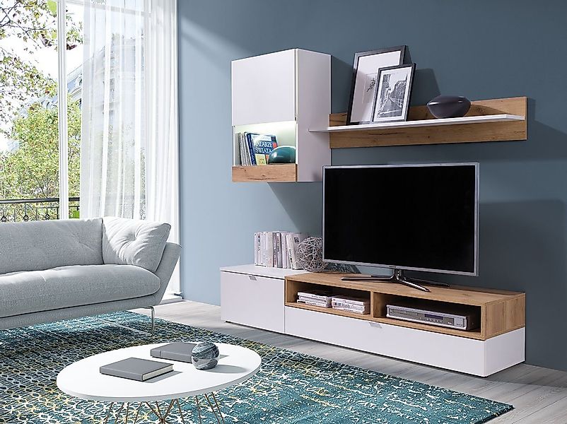 MIRJAN24 Wohnwand Roco, (3er-Set, TV-Lowboard, Hängevitrine, Wandregal), Wo günstig online kaufen