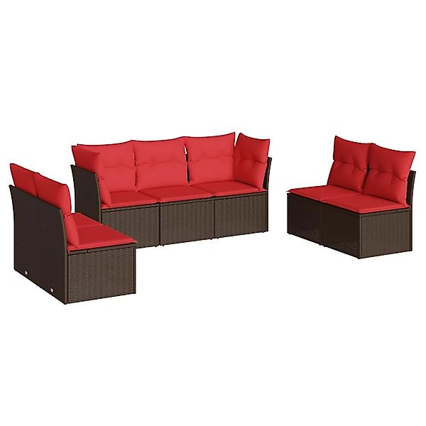 vidaXL 7-Tlg Garten-Sofagarnitur mit Kissen Braun Poly Rattan 3217414 günstig online kaufen