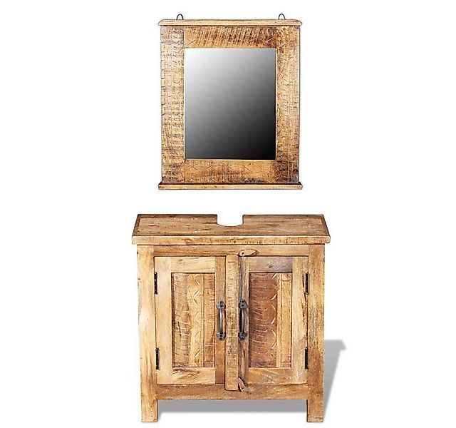vidaXL Badezimmer-Set Badkommode mit Spiegel Massivholz, (1-St) günstig online kaufen