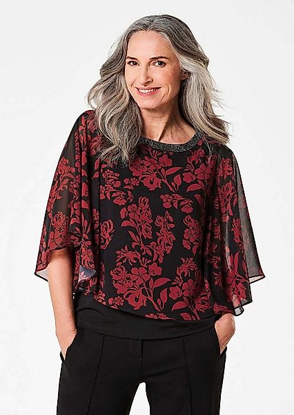 GOLDNER Klassische Bluse Florale Printbluse, U-Boot-Ausschnitt Chiffonbluse günstig online kaufen