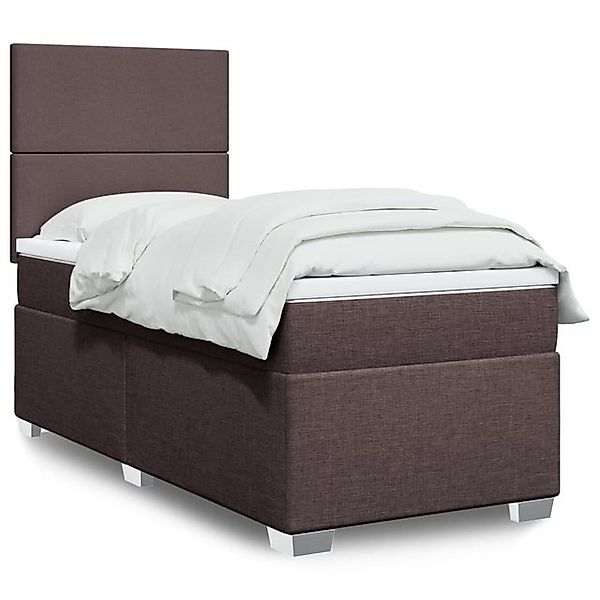 vidaXL Boxspringbett, Boxspringbett mit Matratze Dunkelbraun 90x200 cm Stof günstig online kaufen