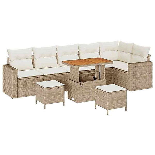 vidaXL Garten-Sofa-Set 9-Tlg Beige Poly Rattan 3361636 günstig online kaufen