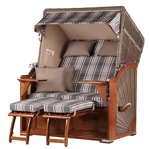 bene,iving Strandkorb Komplettset Schaalsee Mahagoni PE grau Modell 522 günstig online kaufen