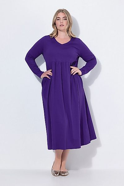 Ulla Popken Maxikleid Maxikleid A-Linie V-Ausschnitt Langarm günstig online kaufen