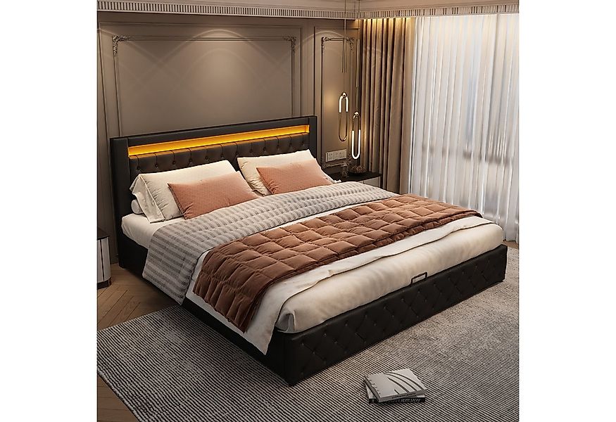 MODFU Polsterbett Bett mit Stauraum gepolstertem Kopfteil (180 x 200cm Ohne günstig online kaufen