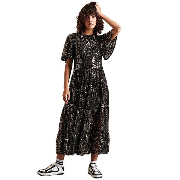 Superdry Sequin Kurzes Kleid XS Black Sequins günstig online kaufen