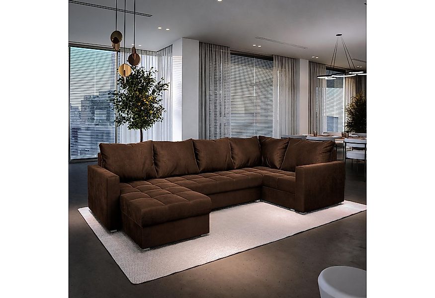 Masseno Ecksofa LORIVO mit Schlaffunktion U-Form, Sofa mit Bettkasten günstig online kaufen