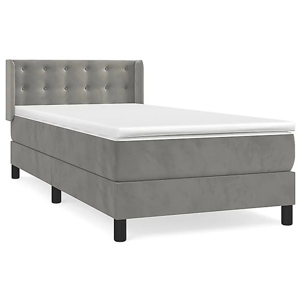 vidaXL Boxspringbett mit Matratze Hellgrau 100x200 cm Samt1388349 günstig online kaufen