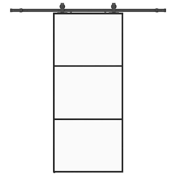 vidaXL Schiebetür mit Beschlag Schwarz 90x205 cm ESG-Glas 3375842 günstig online kaufen