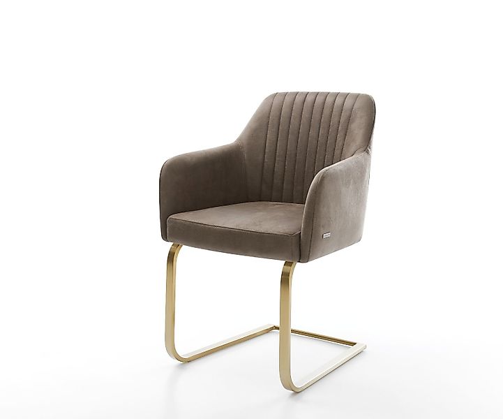 Freischwinger Greg-Flex Mikrofaser Taupe Vintage Freischwinger flach Gold T günstig online kaufen