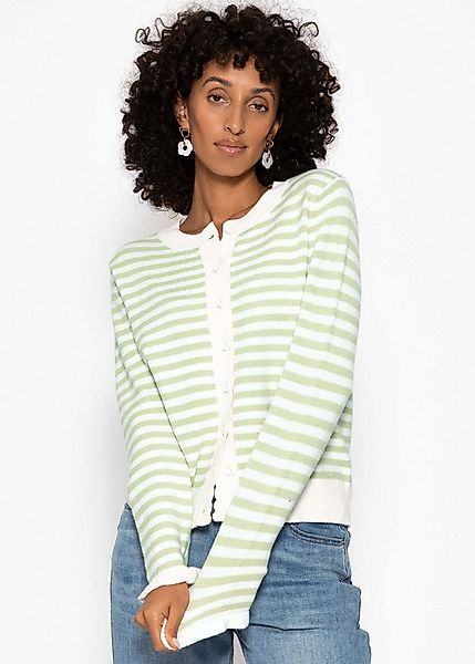 SASSYCLASSY Cardigan Gestreifte Strickjacke mit Volants für Damen Verspielt günstig online kaufen
