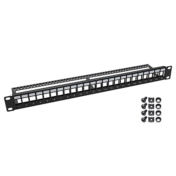 HMF 66445-02 UTP Keystone-Patchpanel für Serverschrank 19 Zoll 1 HE 24 Port günstig online kaufen