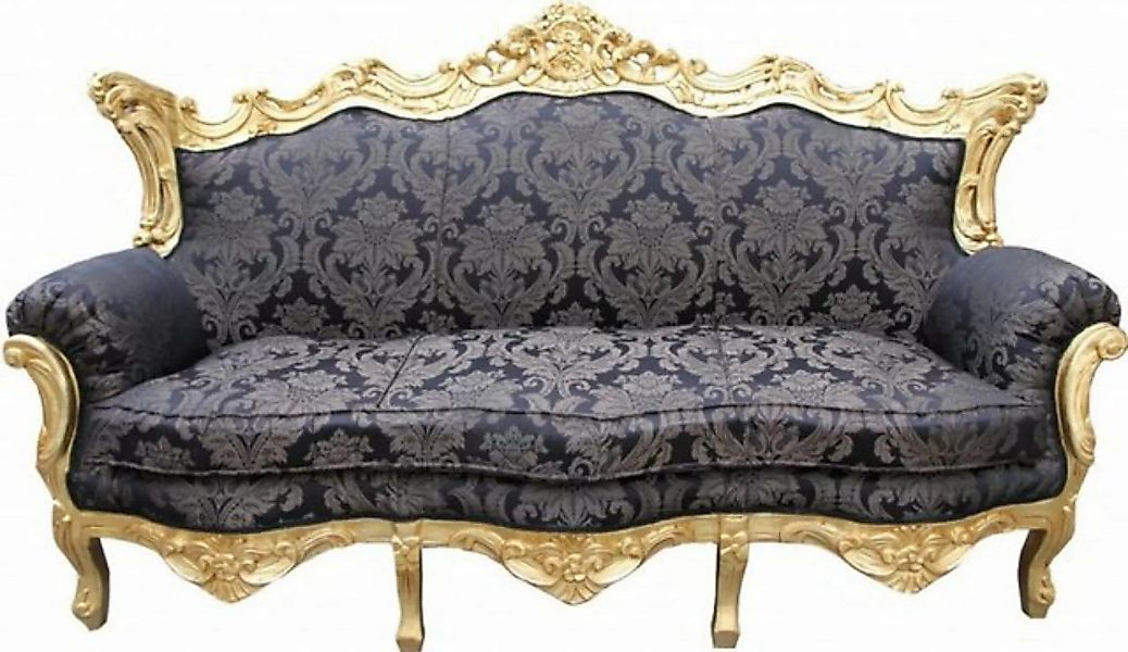 Casa Padrino 3-Sitzer Barock 3er Sofa Master Schwarz Muster / Gold 2Mod - W günstig online kaufen